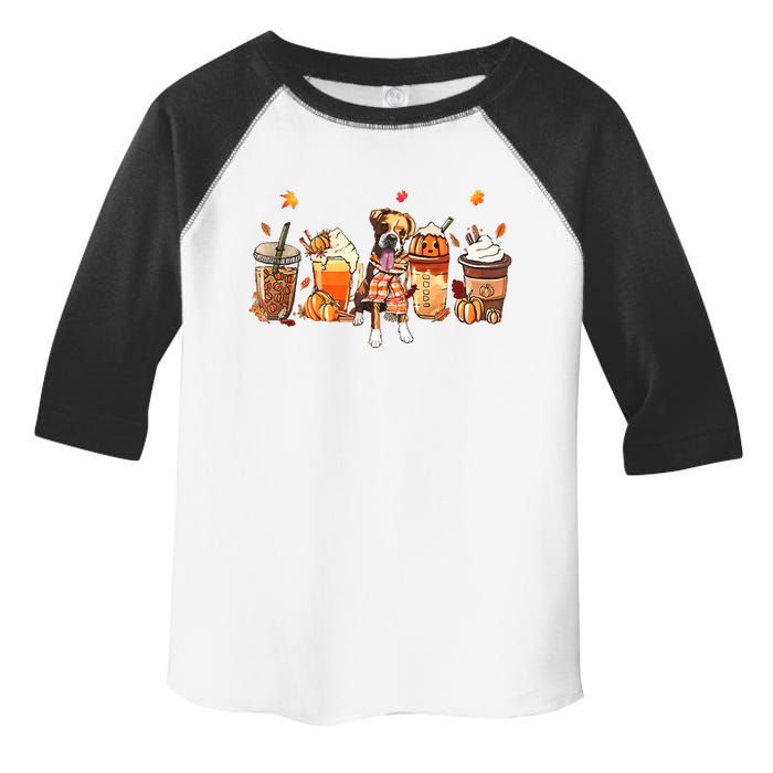 Halloween Boxer Dog Fall Coffee Pumpkin Spice Latte Toddler Fine Jersey T-Shirt