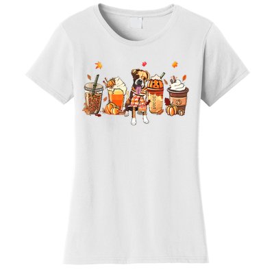 Halloween Boxer Dog Fall Coffee Pumpkin Spice Latte Women's T-Shirt