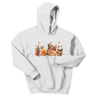 Halloween Boxer Dog Fall Coffee Pumpkin Spice Latte Kids Hoodie