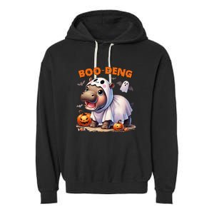 Halloween Boo Deng Moo Deng Hippo Cute Garment-Dyed Fleece Hoodie