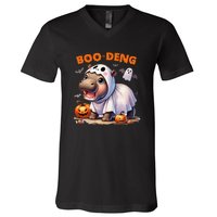 Halloween Boo Deng Moo Deng Hippo Cute V-Neck T-Shirt