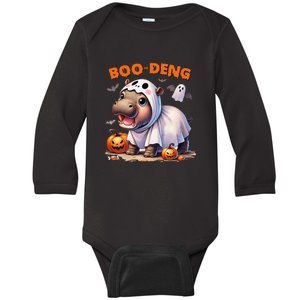 Halloween Boo Deng Moo Deng Hippo Cute Baby Long Sleeve Bodysuit