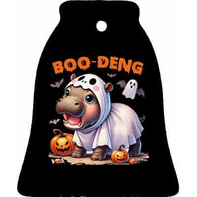 Halloween Boo Deng Moo Deng Hippo Cute Ceramic Bell Ornament