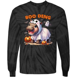 Halloween Boo Deng Moo Deng Hippo Cute Tie-Dye Long Sleeve Shirt