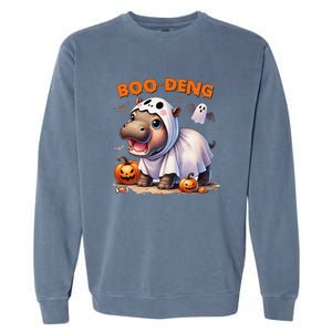 Halloween Boo Deng Moo Deng Hippo Cute Garment-Dyed Sweatshirt