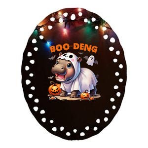 Halloween Boo Deng Moo Deng Hippo Cute Ceramic Oval Ornament