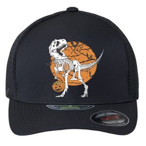 Halloween Boy Dinosaur Skeleton T Rex Scary Pumpkin Moon Flexfit Unipanel Trucker Cap