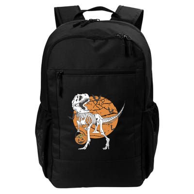 Halloween Boy Dinosaur Skeleton T Rex Scary Pumpkin Moon Backpack