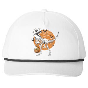 Halloween Boy Dinosaur Skeleton T Rex Scary Pumpkin Moon Snapback Five-Panel Rope Hat