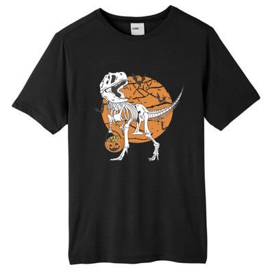 Halloween Boy Dinosaur Skeleton T Rex Scary Pumpkin Moon Tall Fusion ChromaSoft Performance T-Shirt