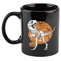 Halloween Boy Dinosaur Skeleton T Rex Scary Pumpkin Moon 11oz C Handle Ceramic Mug