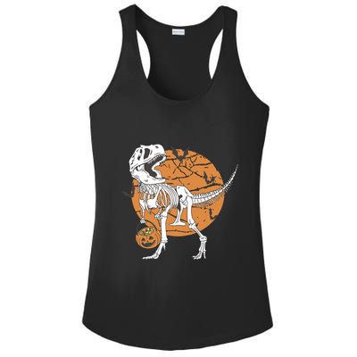 Halloween Boy Dinosaur Skeleton T Rex Scary Pumpkin Moon Ladies PosiCharge Competitor Racerback Tank