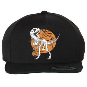 Halloween Boy Dinosaur Skeleton T Rex Scary Pumpkin Moon Wool Snapback Cap