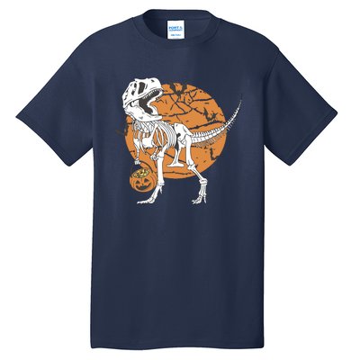 Halloween Boy Dinosaur Skeleton T Rex Scary Pumpkin Moon Tall T-Shirt