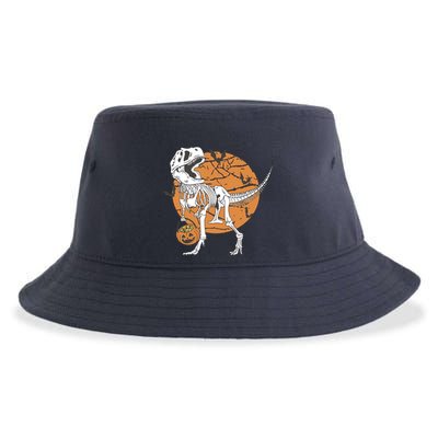 Halloween Boy Dinosaur Skeleton T Rex Scary Pumpkin Moon Sustainable Bucket Hat