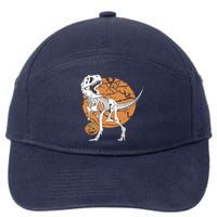 Halloween Boy Dinosaur Skeleton T Rex Scary Pumpkin Moon 7-Panel Snapback Hat