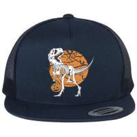 Halloween Boy Dinosaur Skeleton T Rex Scary Pumpkin Moon Flat Bill Trucker Hat