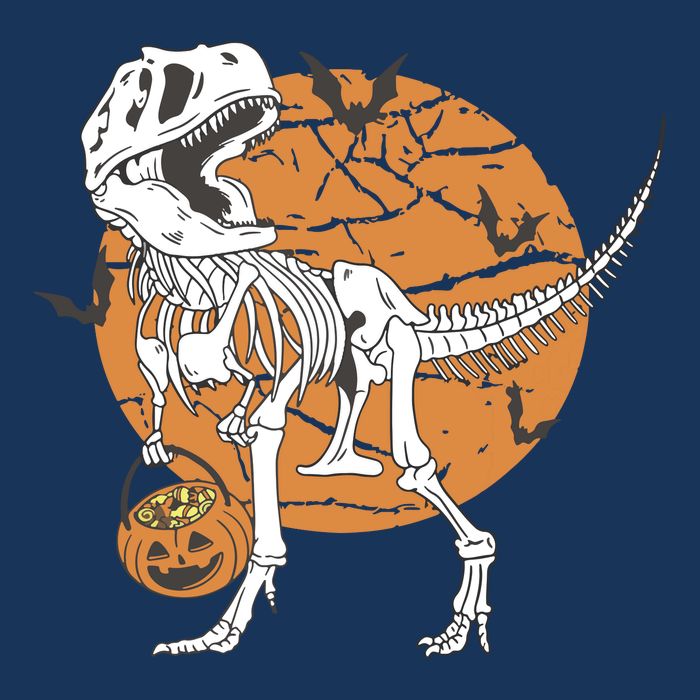 Halloween Boy Dinosaur Skeleton T Rex Scary Pumpkin Moon Flat Bill Trucker Hat
