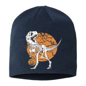 Halloween Boy Dinosaur Skeleton T Rex Scary Pumpkin Moon Sustainable Beanie