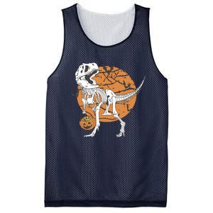 Halloween Boy Dinosaur Skeleton T Rex Scary Pumpkin Moon Mesh Reversible Basketball Jersey Tank