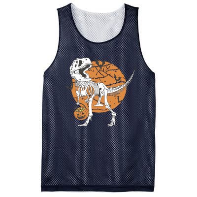 Halloween Boy Dinosaur Skeleton T Rex Scary Pumpkin Moon Mesh Reversible Basketball Jersey Tank