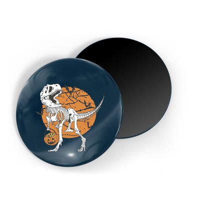 Halloween Boy Dinosaur Skeleton T Rex Scary Pumpkin Moon Magnet