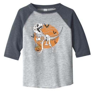 Halloween Boy Dinosaur Skeleton T Rex Scary Pumpkin Moon Toddler Fine Jersey T-Shirt