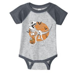 Halloween Boy Dinosaur Skeleton T Rex Scary Pumpkin Moon Infant Baby Jersey Bodysuit