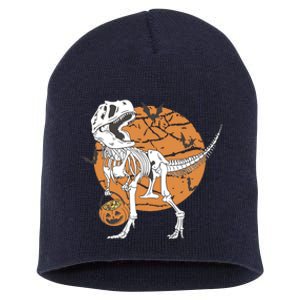 Halloween Boy Dinosaur Skeleton T Rex Scary Pumpkin Moon Short Acrylic Beanie