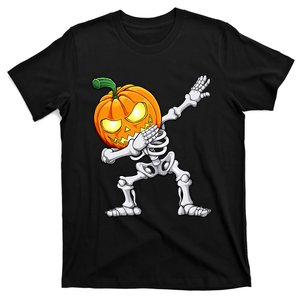 Halloween Boy Dabbing Skeleton Scary Pumpkin Jack O Lantern T-Shirt