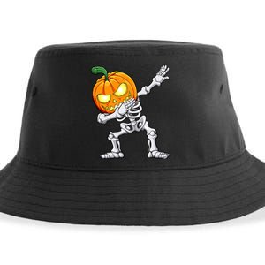 Halloween Boy Dabbing Skeleton Scary Pumpkin Jack O Lantern Sustainable Bucket Hat