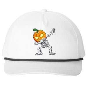 Halloween Boy Dabbing Skeleton Scary Pumpkin Jack O Lantern Snapback Five-Panel Rope Hat