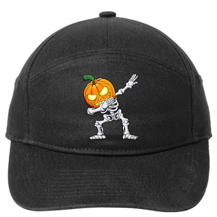 Halloween Boy Dabbing Skeleton Scary Pumpkin Jack O Lantern 7-Panel Snapback Hat