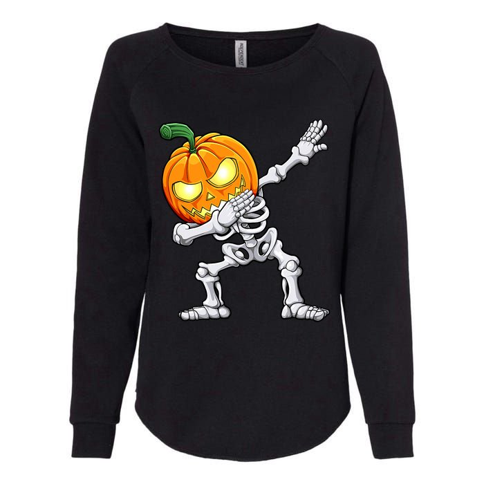 Halloween Boy Dabbing Skeleton Scary Pumpkin Jack O Lantern Womens California Wash Sweatshirt