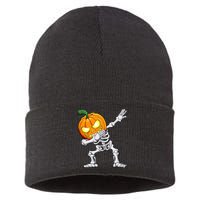 Halloween Boy Dabbing Skeleton Scary Pumpkin Jack O Lantern Sustainable Knit Beanie