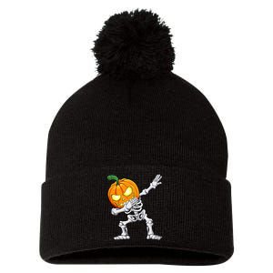 Halloween Boy Dabbing Skeleton Scary Pumpkin Jack O Lantern Pom Pom 12in Knit Beanie