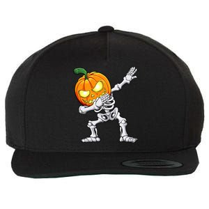 Halloween Boy Dabbing Skeleton Scary Pumpkin Jack O Lantern Wool Snapback Cap