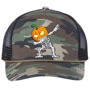 Halloween Boy Dabbing Skeleton Scary Pumpkin Jack O Lantern Retro Rope Trucker Hat Cap