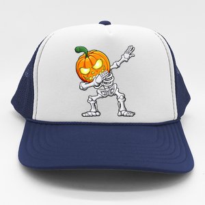 Halloween Boy Dabbing Skeleton Scary Pumpkin Jack O Lantern Trucker Hat