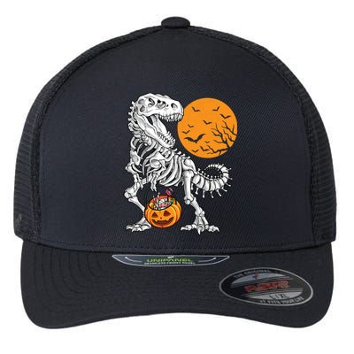 Halloween Boy Dinosaur Skeleton T Rex Scary Pumpkin Moon 5036 Flexfit Unipanel Trucker Cap