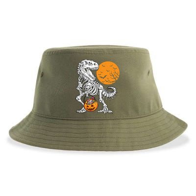 Halloween Boy Dinosaur Skeleton T Rex Scary Pumpkin Moon 5036 Sustainable Bucket Hat