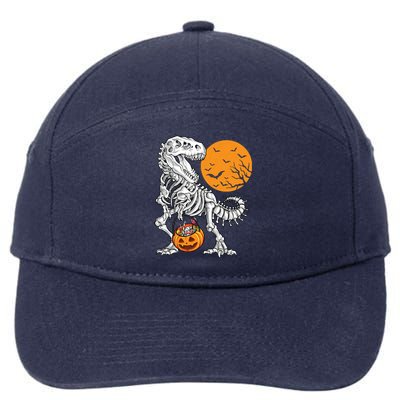 Halloween Boy Dinosaur Skeleton T Rex Scary Pumpkin Moon 5036 7-Panel Snapback Hat