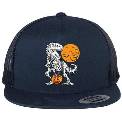 Halloween Boy Dinosaur Skeleton T Rex Scary Pumpkin Moon 5036 Flat Bill Trucker Hat