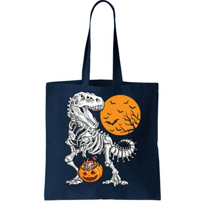 Halloween Boy Dinosaur Skeleton T Rex Scary Pumpkin Moon 5036 Tote Bag