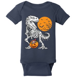 Halloween Boy Dinosaur Skeleton T Rex Scary Pumpkin Moon 5036 Baby Bodysuit