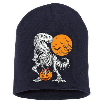 Halloween Boy Dinosaur Skeleton T Rex Scary Pumpkin Moon 5036 Short Acrylic Beanie