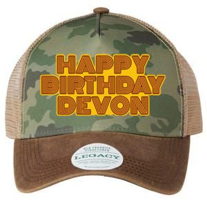 Happy Birthday Devon Personalized Name Retro Typography Legacy Tie Dye Trucker Hat