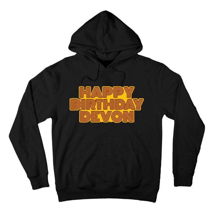 Happy Birthday Devon Personalized Name Retro Typography Hoodie