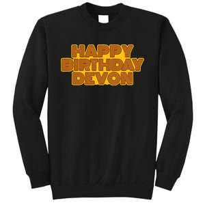 Happy Birthday Devon Personalized Name Retro Typography Sweatshirt