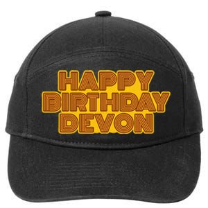 Happy Birthday Devon Personalized Name Retro Typography 7-Panel Snapback Hat